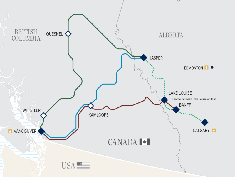 Rocky Mountaineer Route Map